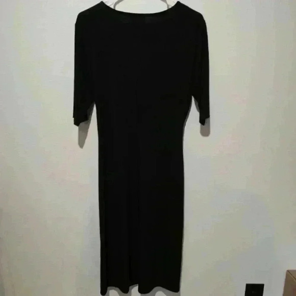 Talbots Vintage Black Dress Size 10 Gathered Wrap Waist Knee Length Half Sleeve - Picture 3 of 7